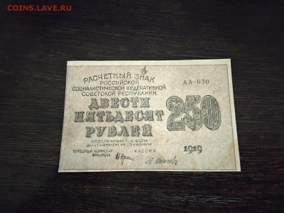 250 рублей РСФСР 1919 год до 31.01.19г - 113
