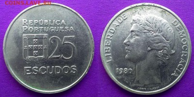 Португалия - 25 эскудо 1980 года до 6.02 - португалия 25 эскудо 1980 года