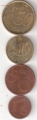 ЕВРОЦЕНТЫ: 1, 5, 10, 50 центов - Евроценты 50,10,5,1цент Р