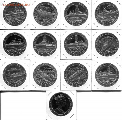 Гибралтар набор 1Кр 12шт. 1993 Корабли WWII до 07.02.19 - Gibraltar-1Cr-1993-warships