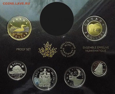 Канада  Набор из 6 монет 2016 г. - Набор монет. Канада, 6 штук. В подарочной упаковке 2016 г