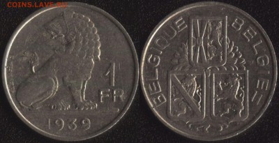 Бельгия 1 франк 1939 до 22:00мск 14.02.19 - Бельгия 1 франк 1939
