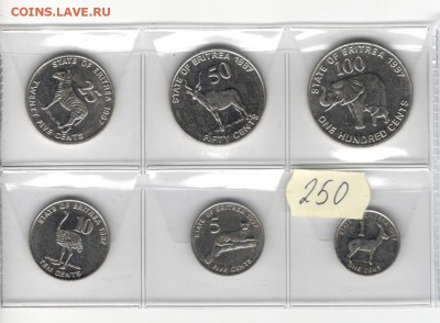 Набор монет Эритрии, 6 монет, номиналы 1, 5, 10, 25, 50, 100 - Эритрия 1