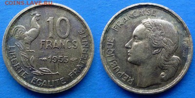 Франция - 10 франков 1955 до 18.02 - Франция 10 франков 1955