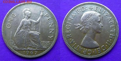 Великобритания - 1 пенни 1967 года до 22.02 - Великобритания 1 пенни 1967