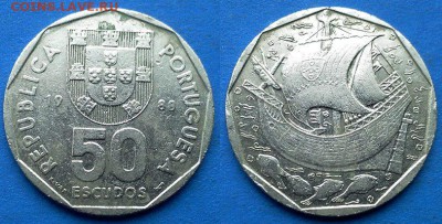 Португалия - 50 эскудо 1988 года (Парусник) до 14.03 - Португалия 50 эскудо 1988