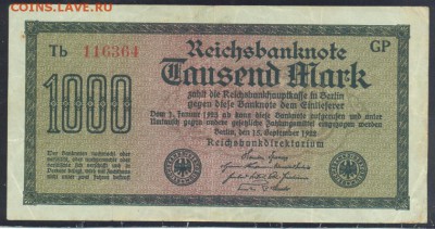 Германия 1000 марок 1922 г.  10.03. 19 г. 22 -00 МСК. - 1000  м. 1922 1