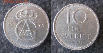 Швеция 10 эре 1969 до 15-03-19 в 22:00 - 299 17 Швеция 10 эре 1969