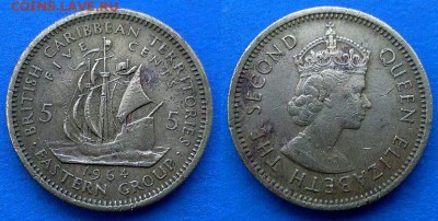 Восточные Карибы - 5 центов 1964 года (Парусник) до 26.03 - Восточные Карибы 5 центов 1964
