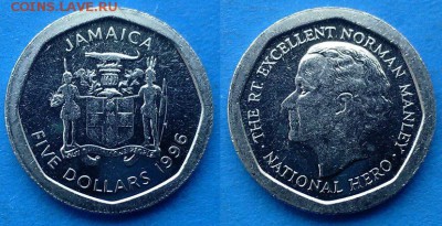 Ямайка - 5 долларов 1996 года до 28.03 - Ямайка 5 долларов 1996