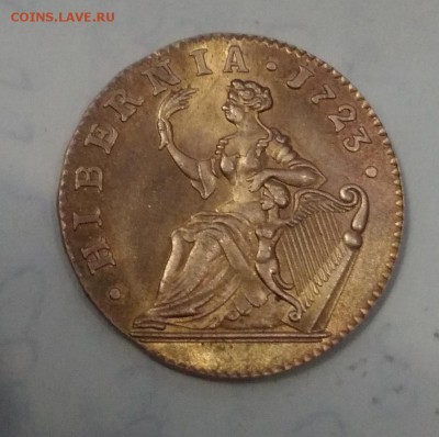 USA Silver Farthing Hibernia 1723 coin KM# 25a - опознание - P_20190327_190755