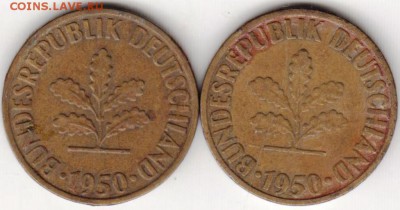 Германия 10 пфеннигов 1950 г.J, D до 24.00 06.04.19 - 009