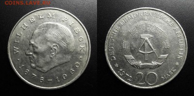 МОНЕТЫ МИРА 04-19 - ГДР – 20 марок (1972) «Вильгельм Пик» №2