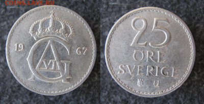 36.Монеты Швеции 1942-1973г. - 36.37. -Швеция 25 эре 1967    A38 