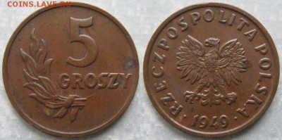 Польша 5 грошей 1949(Br) до 14-04-19 в 22:00 - Польша 5 грошей 1949 Br     177-к24-8233