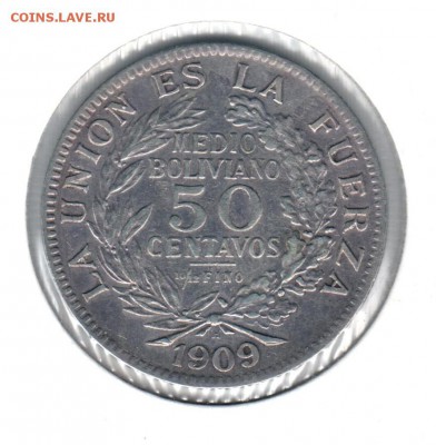 Монеты Ц. и Л. Америки из коллекции на оценку и спрос - 3 - 50 сентавос 1909