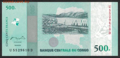 Конго 500 франков 2010 (юбилейная) unc 09.05.19. 22:00 мск - 2