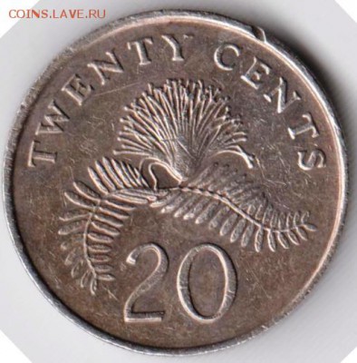 Сингапур 20 центов 1990 г. до 24.00 16.05.19 г. - 048