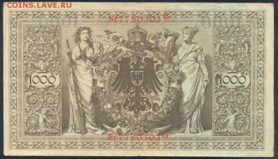 Германия 1000 марок 1910 г.  12.05. 19 г. 22 -00 МСК. - 1000  м. 1910 1