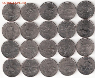 Квотеры-штаты США - 20 монет, РАСПРОДАЖА по ФИКС - Квотеры-шт -20штА
