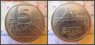 Финляндия 5 марок, 1991 - 4
