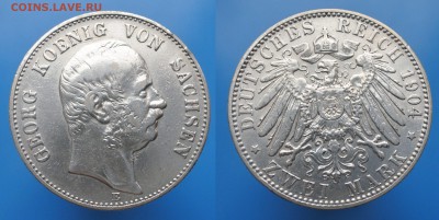 Саксония 2 марки 1904г до 23.05 22-00 мск - серебро германия9