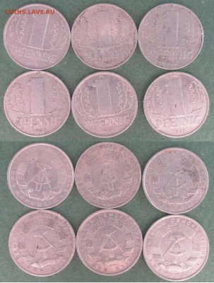 Монеты ГДР 1960-1989 1 пф. - Монеты ГДР 1 пф 1960-1969.JPG