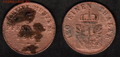 Монеты различных земель Германии (1806-1864) - 9 штук - 3 Pf 1863А Пруссияскан