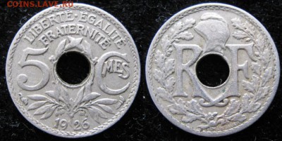 38.Монеты Франции 1918-1941г. - 38.1. -Франция 5 сантим 1926   934