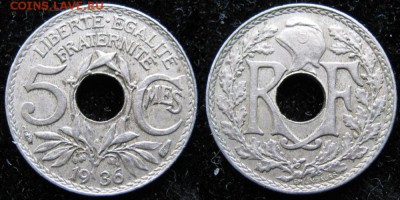 38.Монеты Франции 1918-1941г. - 38.2. -Франция 5 сантим 1936    3029