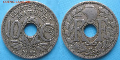 38.Монеты Франции 1918-1941г. - 38.5. -Франция 10 сантим 1922    160-ас20-5863