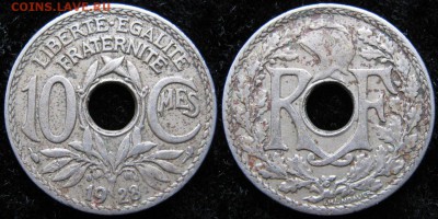 38.Монеты Франции 1918-1941г. - 38.8. -Франция 10 сантим 1928    165-ас9-5007