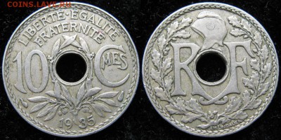 38.Монеты Франции 1918-1941г. - 38.16. -Франция 10 сантим 1935    165-ас9-3485