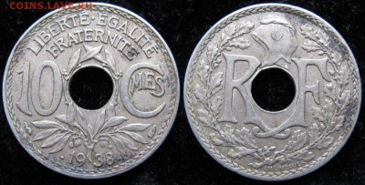 38.Монеты Франции 1918-1941г. - 38.19. -Франция 10 сантим 1938    165-ас9-5005