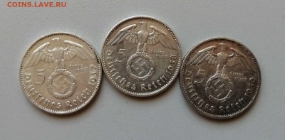5 марок 1937-38-39 Третий рейх 3 монеты до 18.06. 22-00 - IMG_20190614_150709