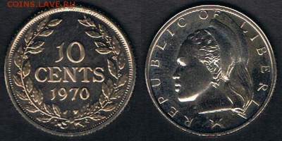 Либерия 10 центов 1970 "Марианна" 25.06.19 22:00 - Liberia_KM#15a.2_1970_19062019