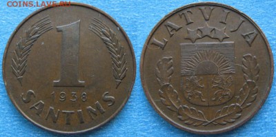 Латвия 1 сантим 1938  до 26-06-19 в 22:00 - Латвия 1 сантим 1938    187-ас45-9651