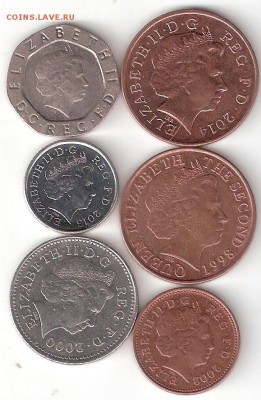 Великобритания 6 монет разные - BRITISH-6st A coin