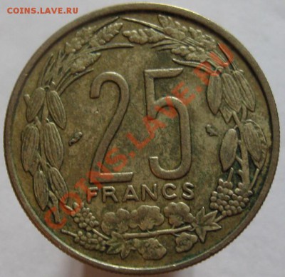 География в монетах)) - 25 франков КФА Камерун 1972 реверс