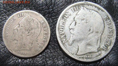 Франция 50 сантимов 1867, 1 франк 1868 - Наполеон 3.JPG