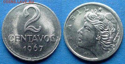 Бразилия - 2 сентаво 1967 года (нержавейка) до 18.07 - Бразилия 2 сентаво 1967