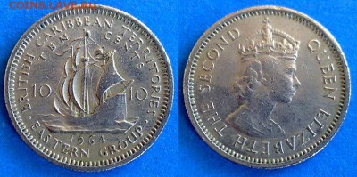 Восточные Карибы - 10 центов 1964 года (Парусник) до 10.08 - Восточные Карибы 10 центов 1964