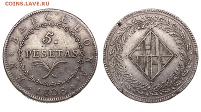 5 pesetas 1814 + Арабка - Картинка