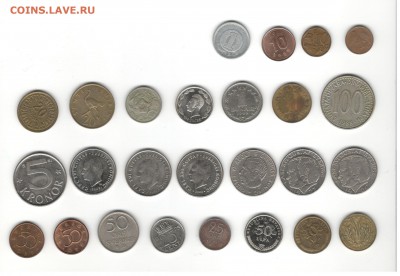 Иностранные монеты, 150 штук, 40 стран - ФИКС цены - Подборка иностранных, скан Б, сторона 1