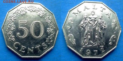 Мальта - 50 центов 1972 года до 1.09 - Мальта 50 центов 1972