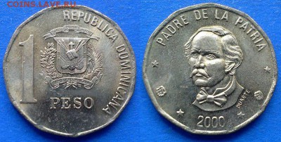 С рубля - Доминикана 1 песо 2000 года до 7.09 - Доминикана 1 песо, 2000