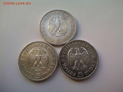 3 монеты по 5 марок Германии 1936г., A,E,F, до 07.09.2019г. - IMG_20190812_081129_thumb