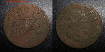Помощь в определении монеты (Фердинанд VII) - Испания – 2 R (год не виден) «Фердинанд VII»