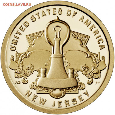 1 доллар — «Изобретения Америки» ("American Innovation") - 2019-american-innovation-one-dollar-coin-new-jersey-proof-reverse-768x768