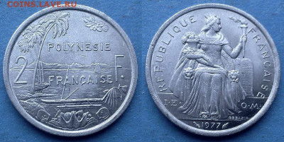 Французская Полинезия - 2 франка 1977 года до 27.09 - Французская Полинезия 2 франка, 1977